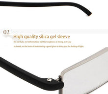 将图片加载到图库查看器,Metal Anti Blue Light Reading Glasses Men Half Frame Prescription Eyeglasses Male Eyewear With Case For Men And Women Unisex Stylish Eyeglasses Glasses Clear Lens +1.75