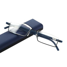 将图片加载到图库查看器,Metal Anti Blue Light Reading Glasses Men Half Frame Prescription Eyeglasses Male Eyewear With Case For Men And Women Unisex Stylish Eyeglasses Glasses Clear Lens +1.75
