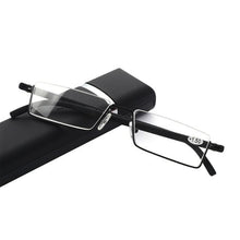 将图片加载到图库查看器,Metal Anti Blue Light Reading Glasses Men Half Frame Prescription Eyeglasses Male Eyewear With Case For Men And Women Unisex Stylish Eyeglasses Glasses Clear Lens +1.75