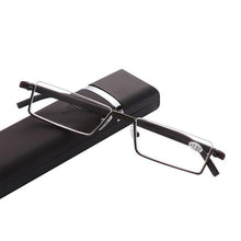 将图片加载到图库查看器,Metal Anti Blue Light Reading Glasses Men Half Frame Prescription Eyeglasses Male Eyewear With Case For Men And Women Unisex Stylish Eyeglasses Glasses Clear Lens +1.75