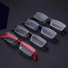 将图片加载到图库查看器,Metal Anti Blue Light Reading Glasses Men Half Frame Prescription Eyeglasses Male Eyewear With Case For Men And Women Unisex Stylish Eyeglasses Glasses Clear Lens +1.75