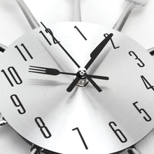 Load image into Gallery viewer, Metal Kitchen Wall Clock Creative Kitchen Wall Clock 3D Modern Creative Kitchen Cutlery Spoon Fork Time Like Wall Clock Wall Sticker Room Home Decoration Quartz Wall Art Cutlery Mounted Clocks Modern Design Home Decorative