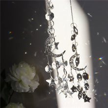 将图片加载到图库查看器,Metallic Hoop Moon Sun Catcher Hanging Crystal Pendant Chandelier Lamps Light Crystals Glass Pendants Light Rainbow Maker Wind Chime Hanging Drop Gift of Good Luck Garden Decor Hanging Ornament For Home Decoration