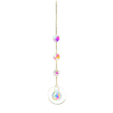 将图片加载到图库查看器,Metallic Hoop Moon Sun Catcher Hanging Crystal Pendant Chandelier Lamps Light Crystals Glass Pendants Light Rainbow Maker Wind Chime Hanging Drop Gift of Good Luck Garden Decor Hanging Ornament For Home Decoration