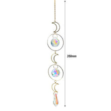 将图片加载到图库查看器,Metallic Hoop Moon Sun Catcher Hanging Crystal Pendant Chandelier Lamps Light Crystals Glass Pendants Light Rainbow Maker Wind Chime Hanging Drop Gift of Good Luck Garden Decor Hanging Ornament For Home Decoration