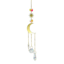 将图片加载到图库查看器,Metallic Hoop Moon Sun Catcher Hanging Crystal Pendant Chandelier Lamps Light Crystals Glass Pendants Light Rainbow Maker Wind Chime Hanging Drop Gift of Good Luck Garden Decor Hanging Ornament For Home Decoration