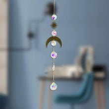 将图片加载到图库查看器,Metallic Hoop Moon Sun Catcher Hanging Crystal Pendant Chandelier Lamps Light Crystals Glass Pendants Light Rainbow Maker Wind Chime Hanging Drop Gift of Good Luck Garden Decor Hanging Ornament For Home Decoration