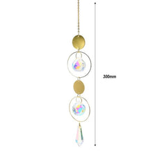 将图片加载到图库查看器,Metallic Hoop Moon Sun Catcher Hanging Crystal Pendant Chandelier Lamps Light Crystals Glass Pendants Light Rainbow Maker Wind Chime Hanging Drop Gift of Good Luck Garden Decor Hanging Ornament For Home Decoration