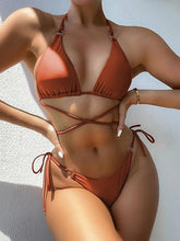 Load image into Gallery viewer, Micro Bikini Crisscross Swimwear Women's Two Piece Swimsuit Bathing Suit Bandage Woman Swimsuit Female Thong Bikinis Set 2 Piece Women Bathing Suit Beachwear