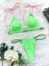 将图片加载到图库查看器,Micro Bikini Set For Women Black Blue Green Pink String Swimwear Women's Halter String Triangle Bikini Set Charming Swimwear Two Piece Swimsuit Women's Swimsuit Push Up Bathers Bathing Suit Bikinis