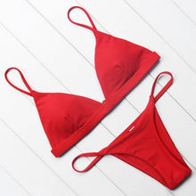 Load image into Gallery viewer, Micro Mini Bikini Swimwear Women Halter Push Up Bikini Set Padded Bra Women's Underwired Triangle Bathing Two Pieces Swimsuit Bikini Set Swimsuit Bandage Swim Suit