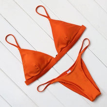 Load image into Gallery viewer, Micro Mini Bikini Swimwear Women Halter Push Up Bikini Set Padded Bra Women's Underwired Triangle Bathing Two Pieces Swimsuit Bikini Set Swimsuit Bandage Swim Suit