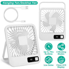 Load image into Gallery viewer, Mini Desktop Cooling Fan Rechargeable Battery Powered with LCD Display