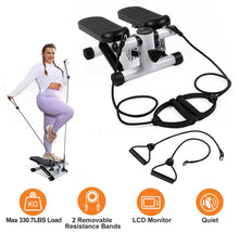 Load image into Gallery viewer, Mini Fitness Stepper with 2 Resistance Bands LCD Monitor