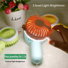 Load image into Gallery viewer, Mini Portable Fan USB Rechargeable Night Light Cooling Handheld Fan Three Speed Adjustable Pocket Personal Small Hand Fan for Child Home School Travel LED Fan