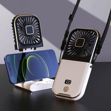 将图片加载到图库查看器,Mini Portable Outdoor Hand Fan Hanging Neck Fan USB Charging 3000mAh Battery Powered 180° Folding Wireless Table Air Cooling Fan 4 Adjustable Speed Portable Pocket Fan for Office Outdoor Travel