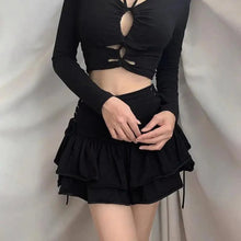 Load image into Gallery viewer, Mini Skirt Girls Sweet Black High Waist Pleated Skirt Cute Dark Lightweight Simple Design Skirts