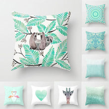 Load image into Gallery viewer, Mint Green Cushion Cover Pillowslip Home Supplies Decorative Fresh Mint Green Gray Watercolour Stripes Generic Solid Decorative Bedroom Pillow Cases Covers Pillow Case Simple Living Room