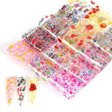 Load image into Gallery viewer, Mix Nail Art Transfer Foil Sticker Angles Decoration Nail Art Decals Design For Nails Wraps Follie Nail Foil Transfer Sticker Kit, Nail Art Decals Nail Foil Glass Paper Nail Decals Nail Wraps for Nail Art Decorations Supplies