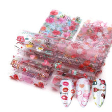 Load image into Gallery viewer, Mix Nail Art Transfer Foil Sticker Angles Decoration Nail Art Decals Design For Nails Wraps Follie Nail Foil Transfer Sticker Kit, Nail Art Decals Nail Foil Glass Paper Nail Decals Nail Wraps for Nail Art Decorations Supplies