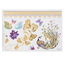 Load image into Gallery viewer, Mixed Colorful Metallic Flash Womens Tattoos Sticker Golden Silver Waterproof Temporary Disposable Tattoo