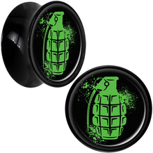 Load image into Gallery viewer, Black Acrylic Green Grenade Saddle Plug Set 18mm