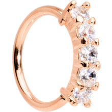 Load image into Gallery viewer, 18G 5/16 Clear CZ Rose Gold IP Quintet Seamless Circular Ring