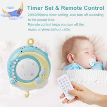 Load image into Gallery viewer, Mobile Star Projection Nursery Light Baby Rattle Toy with Music Box Remote Control