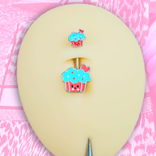 Load image into Gallery viewer, Sydney Belle Girlfriend Collection Sweet Happy Cupcake Pink Blue Double Mount Belly Ring