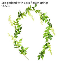 Load image into Gallery viewer, Modern Artificial Green Eucalyptus Leaves Garland Wisteria Rattan Fake Decor Silk Leaf Vines For Wedding Birthday Party Decor
