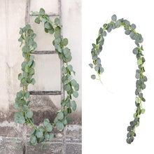 Load image into Gallery viewer, Modern Artificial Green Eucalyptus Leaves Garland Wisteria Rattan Fake Decor Silk Leaf Vines For Wedding Birthday Party Decor