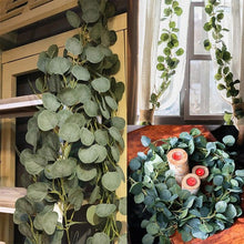Load image into Gallery viewer, Modern Artificial Green Eucalyptus Leaves Garland Wisteria Rattan Fake Decor Silk Leaf Vines For Wedding Birthday Party Decor