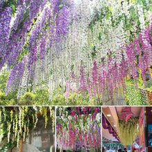 Load image into Gallery viewer, Modern Artificial Green Eucalyptus Leaves Garland Wisteria Rattan Fake Decor Silk Leaf Vines For Wedding Birthday Party Decor