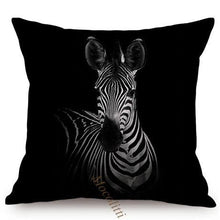 Load image into Gallery viewer, Modern Black And White Animals Portrait Photography Of Lion Zebra Elephant Tiger Pattern Sofa Pillow Cover Home Decor Square Cushions Cover 45x45cm