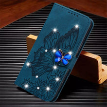 Load image into Gallery viewer, Modern Glitter Leather Flip Wallet Phone Case For iPhone 14 13 12 Pro Max 11 Shiny Green Butterfly Cover Glitter Flip Case Mobile Phone Case PU Leather Magnetic Case