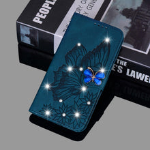 Load image into Gallery viewer, Modern Glitter Leather Flip Wallet Phone Case For iPhone 14 13 12 Pro Max 11 Shiny Green Butterfly Cover Glitter Flip Case Mobile Phone Case PU Leather Magnetic Case