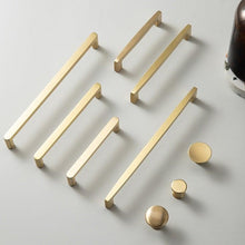 将图片加载到图库查看器,Modern Gold Knob Pure Copper Kitchen Cabinet Handles Cupboard Door Pulls Drawer Knobs Brass Furniture Handle Hardware Drawer Pulls Cupboard Knob For Kitchen Furniture Hardware
