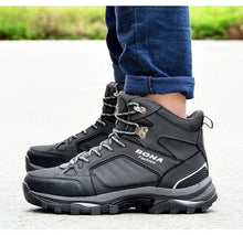 Load image into Gallery viewer, Modern Mens Boots Anti-Skidding Leather Shoes Popular Comfy Spring Autumn Men Shoes Short Plush Snow Boots Outdoor Warm Fur Lined Water Resistant Non Slip Mens Shoes