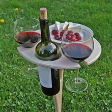 Load image into Gallery viewer, Modern Outdoor Portable Foldable Wood Wine Table With Round Desktop Mini Wooden Easy To Carry Rack Picnic Party Travel Tools Event Romantic Dinner Celebrations Outdoors