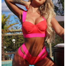 将图片加载到图库查看器,Modern Push Up Swimsuit Bikini Women's Push-up Bandage Bikini Swimsuits Swim Bottoms Women Swimwear Bathing Suit Padded Beach Swimming Suit Summer Fashion Suits