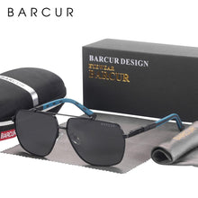 Load image into Gallery viewer, Modern Retro VIntage Luxury BARCUR Square Mens Sunglasses Polarized Driving Gradient Sun Glasses for Men UV400 Shades Eyewear Stevvex Big Frame sunglasses For Men