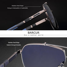 Load image into Gallery viewer, Modern Retro VIntage Luxury BARCUR Square Mens Sunglasses Polarized Driving Gradient Sun Glasses for Men UV400 Shades Eyewear Stevvex Big Frame sunglasses For Men