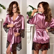 Load image into Gallery viewer, Modern Silk Bathrobe For Women Elegant Soft Silk Nightwear Unique V-Neck Short Women's Fashion Bathrobes
