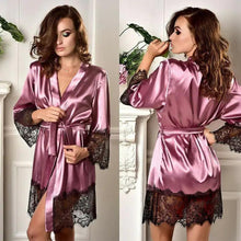 Load image into Gallery viewer, Modern Silk Bathrobe For Women Elegant Soft Silk Nightwear Unique V-Neck Short Women's Fashion Bathrobes