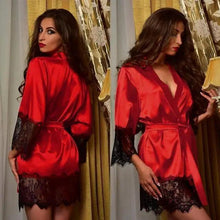Load image into Gallery viewer, Modern Silk Bathrobe For Women Elegant Soft Silk Nightwear Unique V-Neck Short Women's Fashion Bathrobes