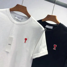 将图片加载到图库查看器,Modern Summer New Hearts A Love Embroidered Simple Design Masculine Fashion Short Sleeve T-Shirt Men's T-Shirt Men's Short Sleeve Tees Cotton T-Shirts for Men