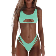 Load image into Gallery viewer, Modern White Bikini Hollow Out Swimsuit Female High Cut Swimwear Solid Fashion Bathing Suit Beach Wear Women's Front Cutout Bikini Sets Two Piece Summer Party Bathing Suits
