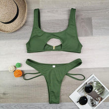 Load image into Gallery viewer, Modern White Bikini Hollow Out Swimsuit Female High Cut Swimwear Solid Fashion Bathing Suit Beach Wear Women's Front Cutout Bikini Sets Two Piece Summer Party Bathing Suits