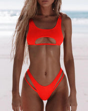 Load image into Gallery viewer, Modern White Bikini Hollow Out Swimsuit Female High Cut Swimwear Solid Fashion Bathing Suit Beach Wear Women's Front Cutout Bikini Sets Two Piece Summer Party Bathing Suits