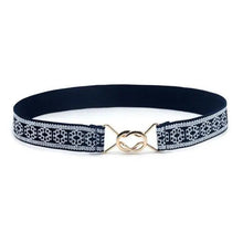 将图片加载到图库查看器,Modern Wide Fabric Strap Silver Metal Buckle Belts For Women Trendy Fashion Stretchable Classic Belts